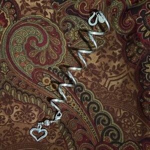 6" Silver Boho Spiral Hair Twister Heart Charm